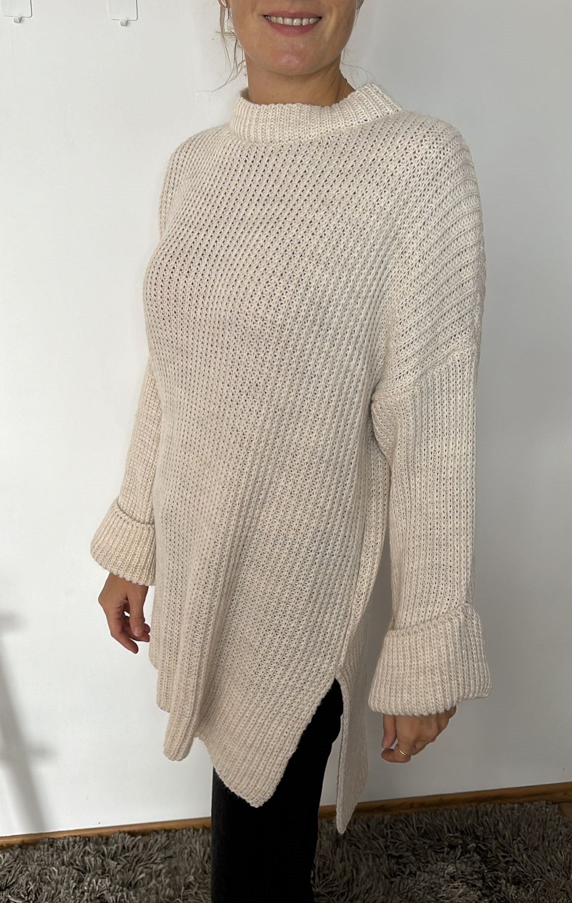 Long Pullover, Beige