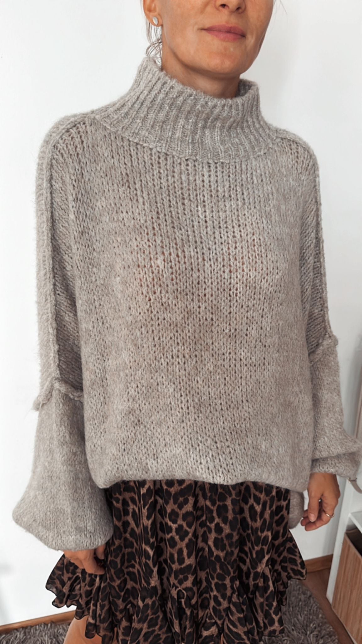 Oversize Strickpulli, Beige