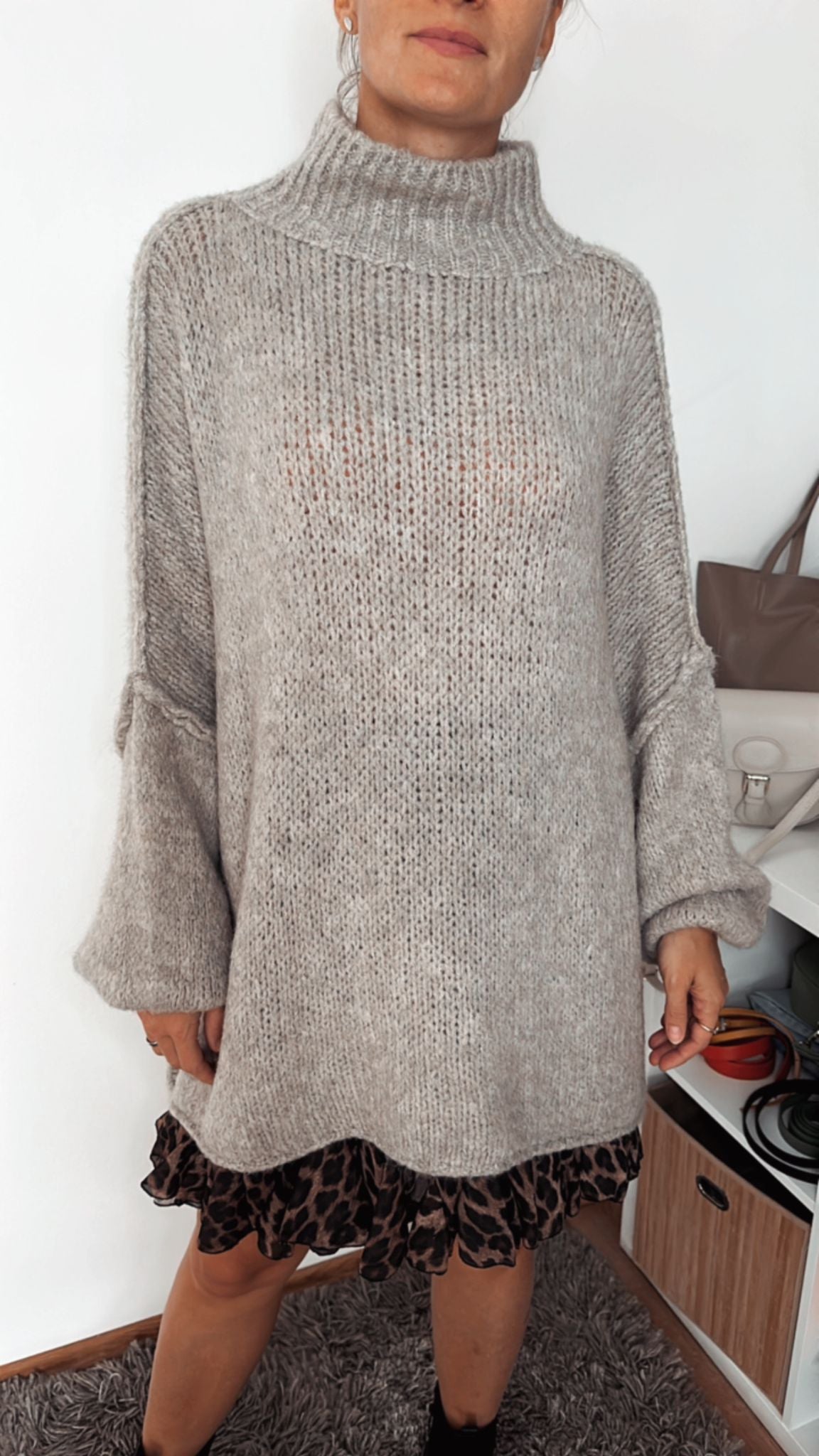 Oversize Strickpulli, Beige