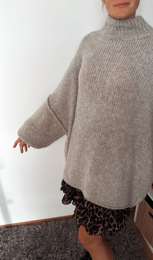 Oversize Strickpulli, Beige